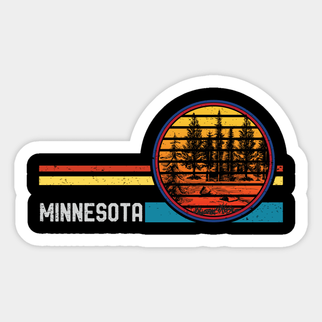 Retro Vintage Minnesota Mn 80s Forest Lake Mountain Sunset Sticker by mrsmitful01